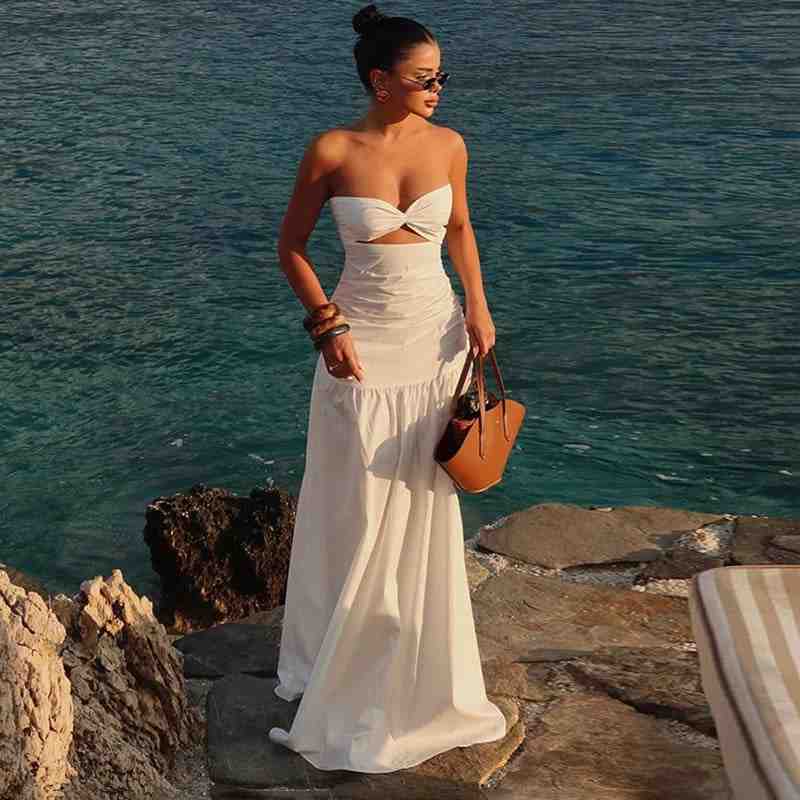 White Strapless Sweetheart Summer Dress