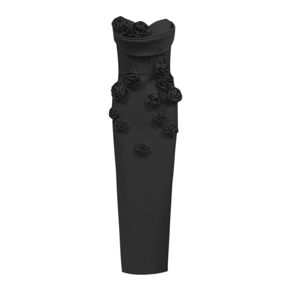 Elegant Rose Applique Strapless Gown - Perfect for Evening Events | Chuzko.com