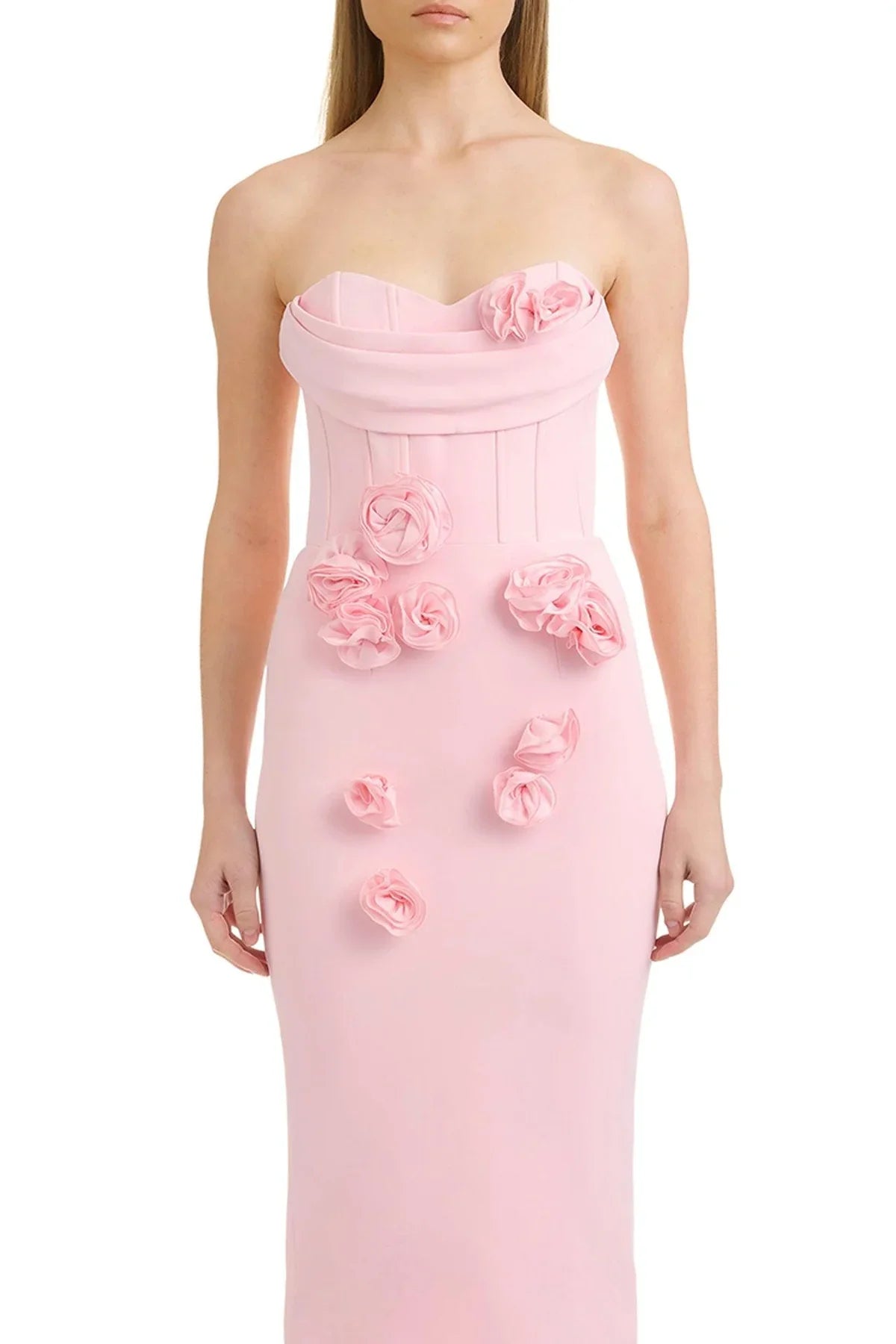 Elegant Rose Applique Strapless Gown - Perfect for Evening Events | Chuzko.com