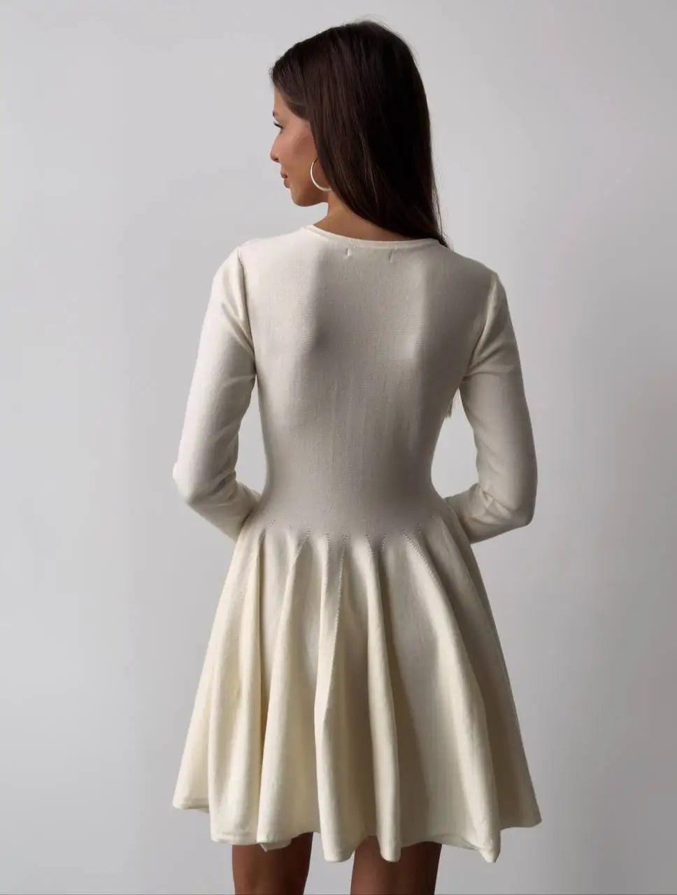 Long Sleeve Flared Skirts Knit Mini Dress Knit Mini Dresses | Chuzko.com