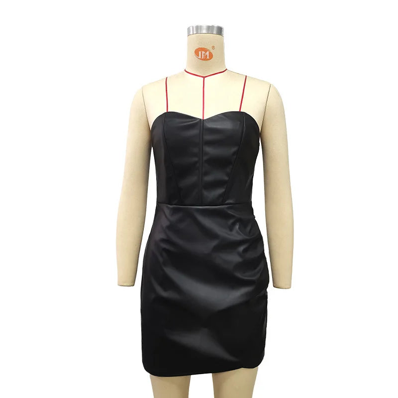 Strapless Faux Leather Mini Dress Bodycon Mini Dresses | Chuzko.com