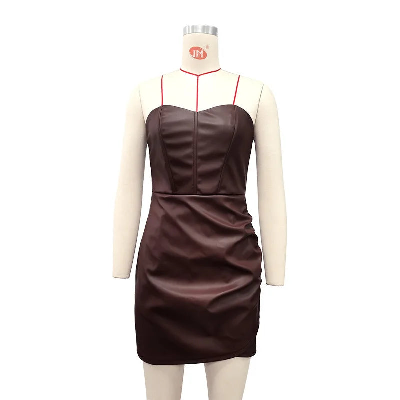 Strapless Faux Leather Mini Dress Bodycon Mini Dresses | Chuzko.com