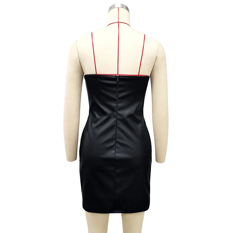 Strapless Faux Leather Mini Dress Bodycon Mini Dresses | Chuzko.com