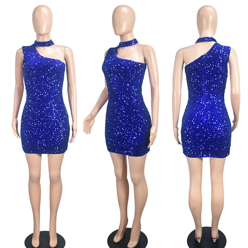 Royal Blue Sequin Bodycon Mini Dress – for Night Out & Cocktail | Chuzko.com