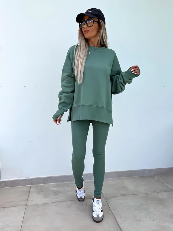 Sporty Casual Set Leggings & Oversized Sweatshirt Pants set | Chuzko.com