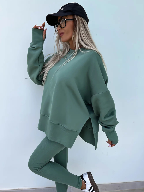 Sporty Casual Set Leggings & Oversized Sweatshirt Pants set | Chuzko.com