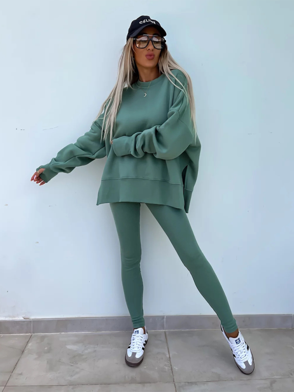 Sporty Casual Set Leggings & Oversized Sweatshirt Pants set | Chuzko.com