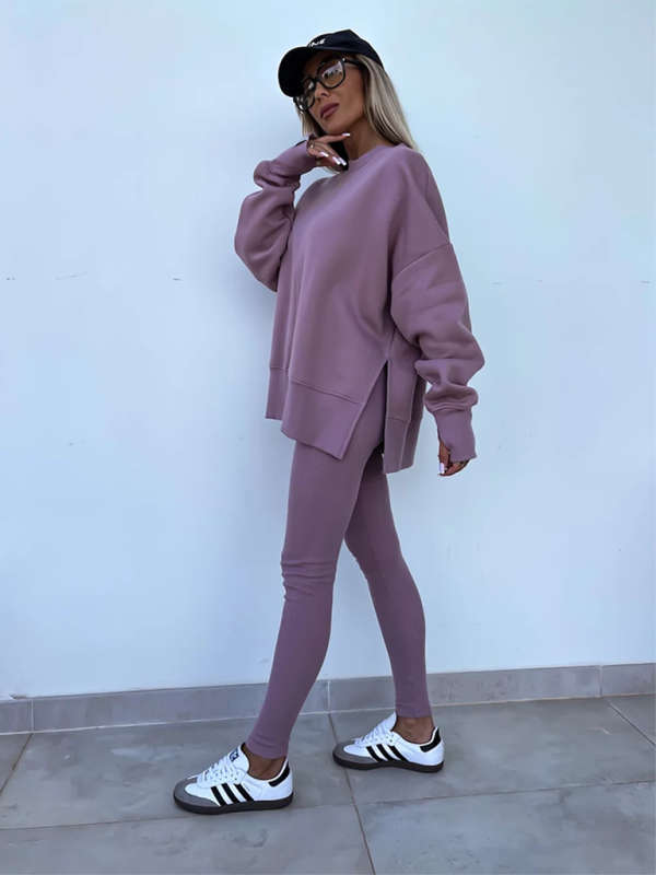 Sporty Casual Set Leggings & Oversized Sweatshirt Pants set | Chuzko.com