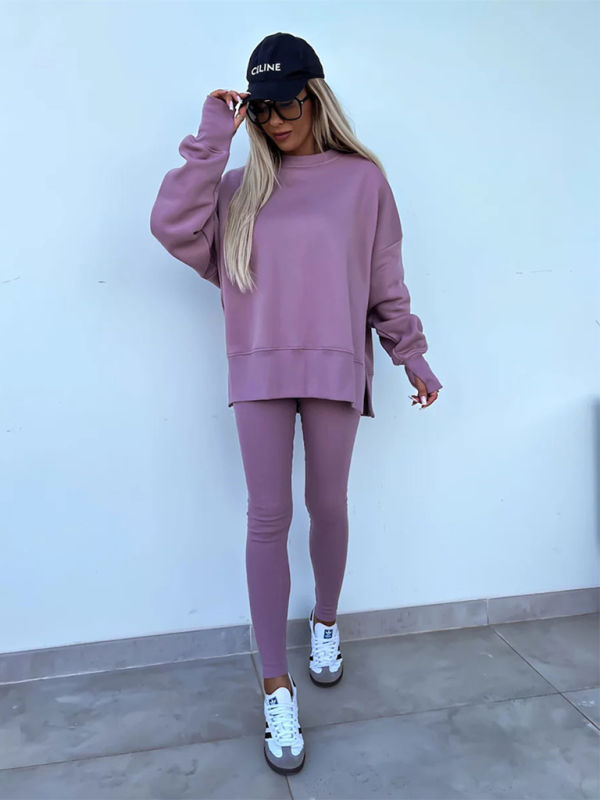 Sporty Casual Set Leggings & Oversized Sweatshirt Pants set | Chuzko.com