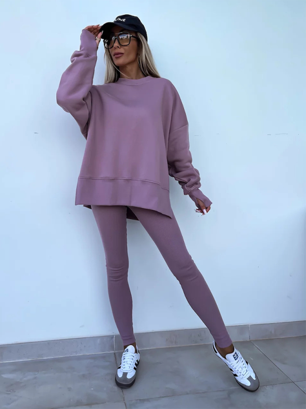 Sporty Casual Set Leggings & Oversized Sweatshirt Pants set | Chuzko.com