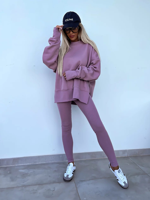 Sporty Casual Set Leggings & Oversized Sweatshirt Pants set | Chuzko.com