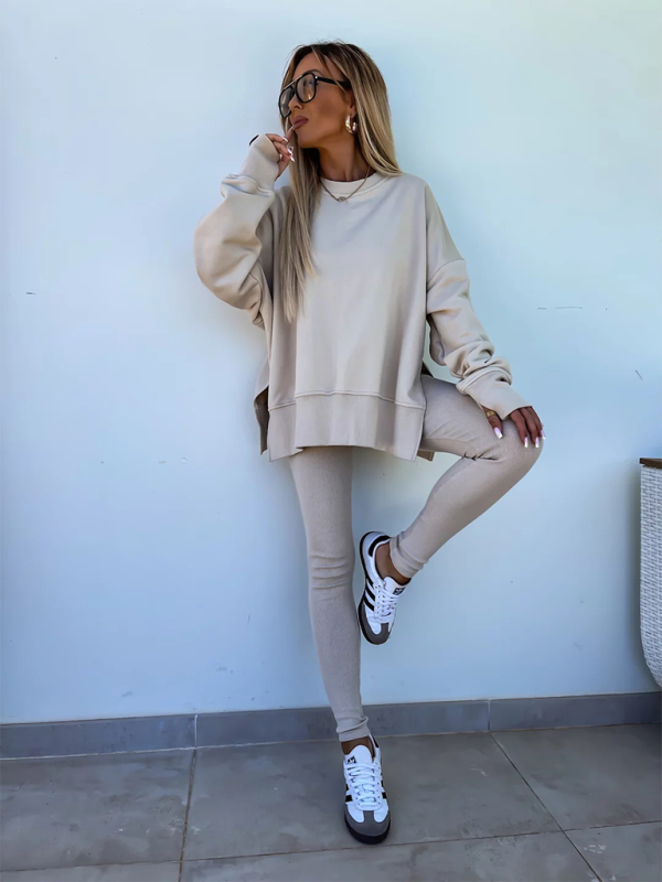 Sporty Casual Set Leggings & Oversized Sweatshirt Pants set | Chuzko.com