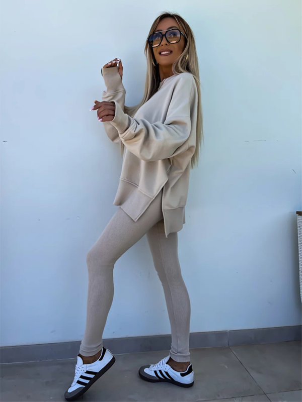 Sporty Casual Set Leggings & Oversized Sweatshirt Pants set | Chuzko.com