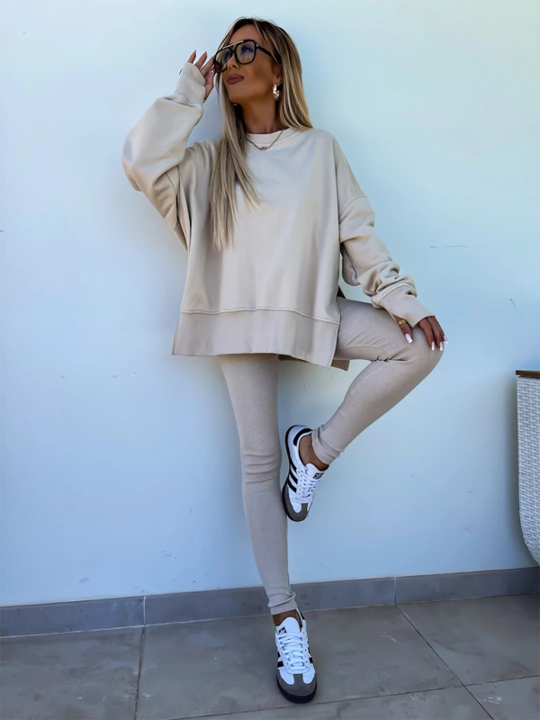 Sporty Casual Set Leggings & Oversized Sweatshirt Pants set | Chuzko.com