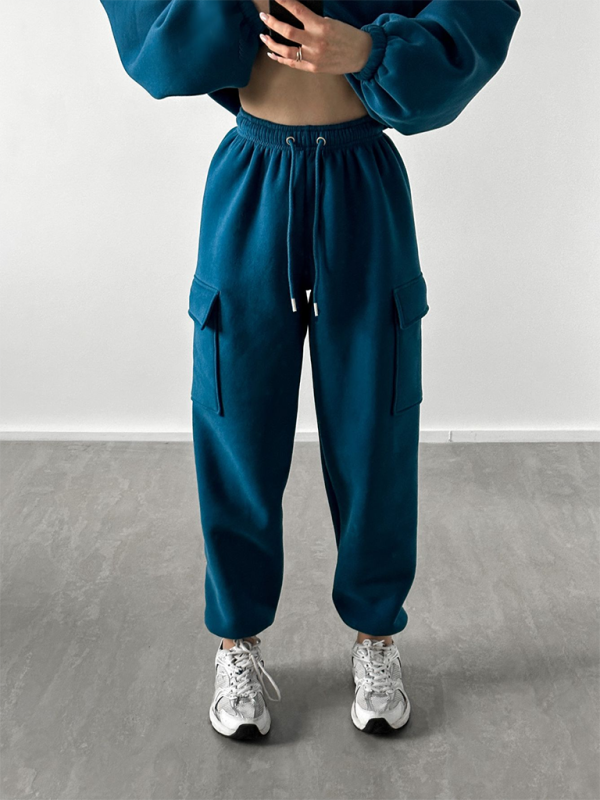 Lounge Street Cargo Sweatpants & Hooded Sweatshirt Pants Set | Chuzko.com