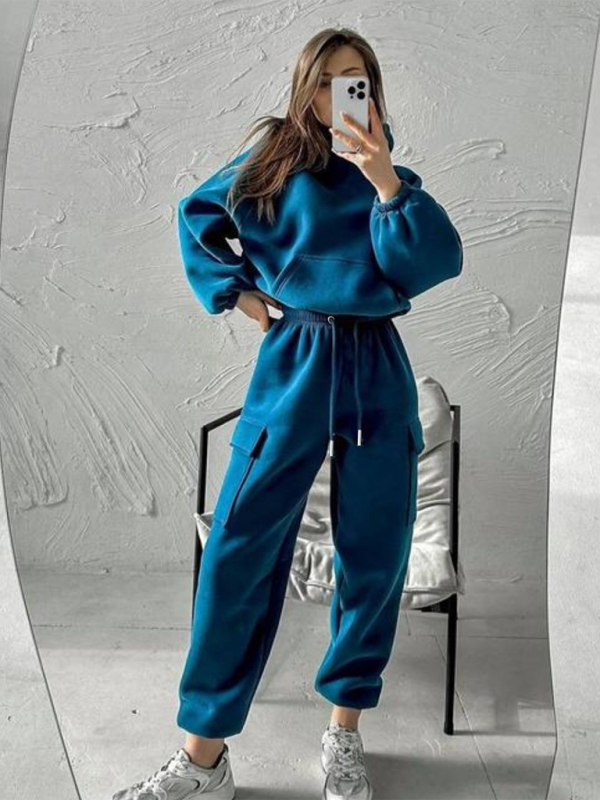 Lounge Street Cargo Sweatpants & Hooded Sweatshirt Pants Set | Chuzko.com