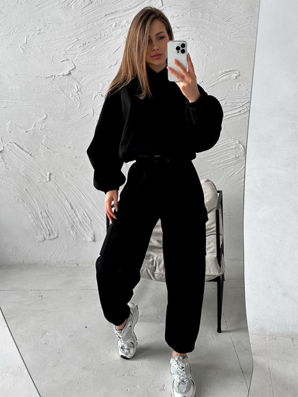 Lounge Street Cargo Sweatpants & Hooded Sweatshirt Pants Set | Chuzko.com