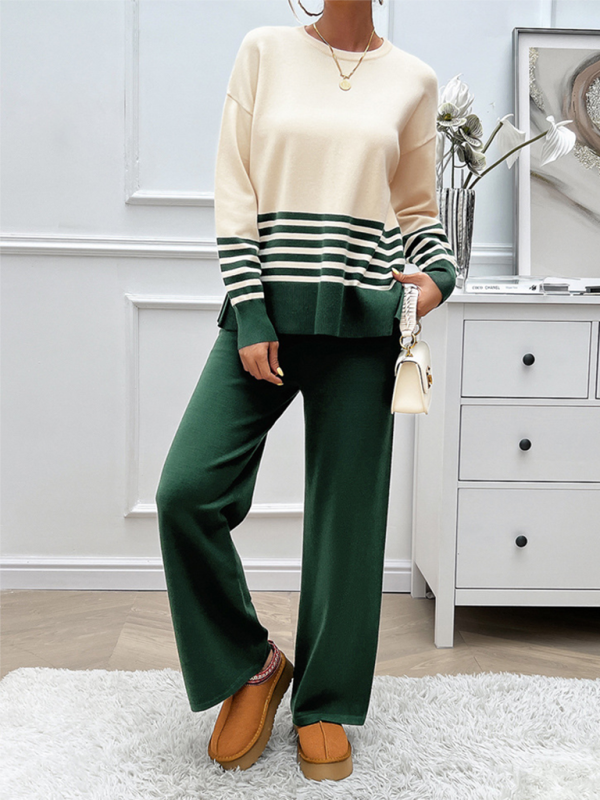 Casual Pants & Sweater Set in Knit Texture Pants Set | Chuzko.com