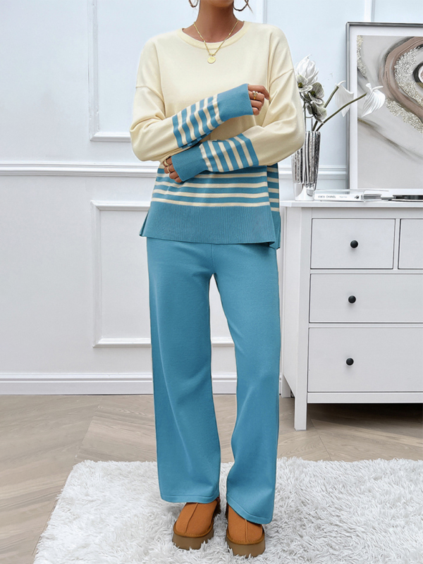 Casual Pants & Sweater Set in Knit Texture Pants Set | Chuzko.com