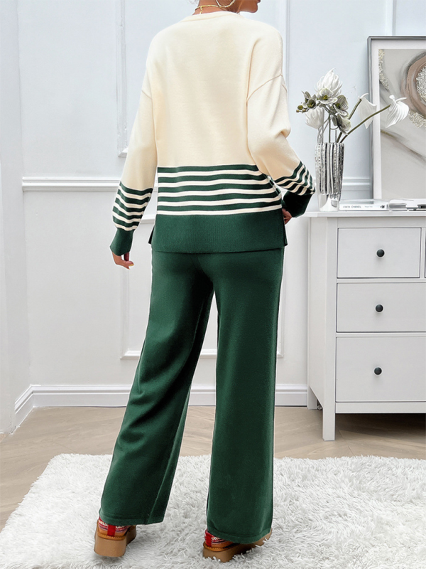 Casual Pants & Sweater Set in Knit Texture Pants Set | Chuzko.com