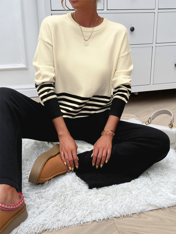 Casual Pants & Sweater Set in Knit Texture Pants Set | Chuzko.com