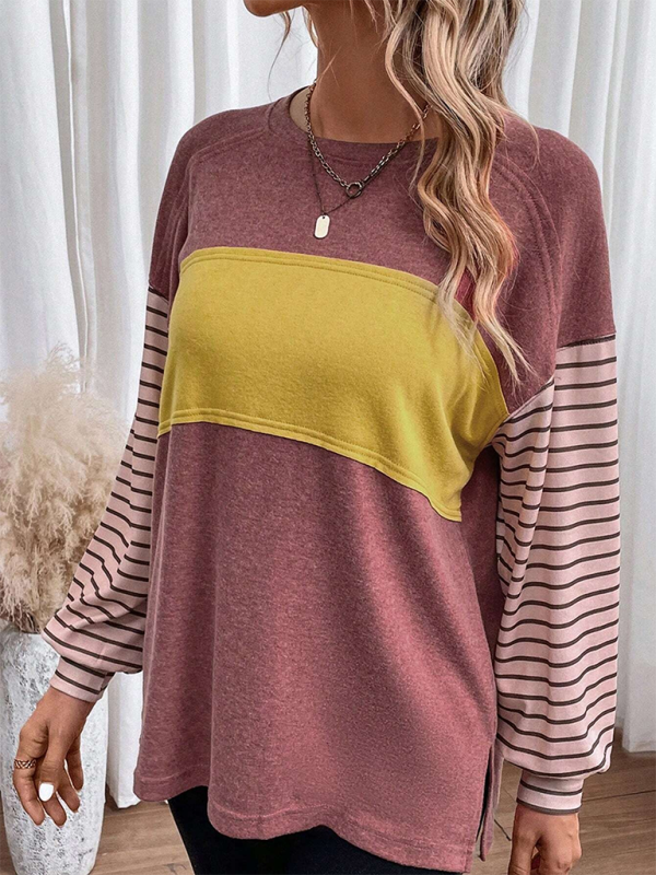 Lantern Sleeve Striped Pullover Relaxed Tee T-Shirts | Chuzko.com