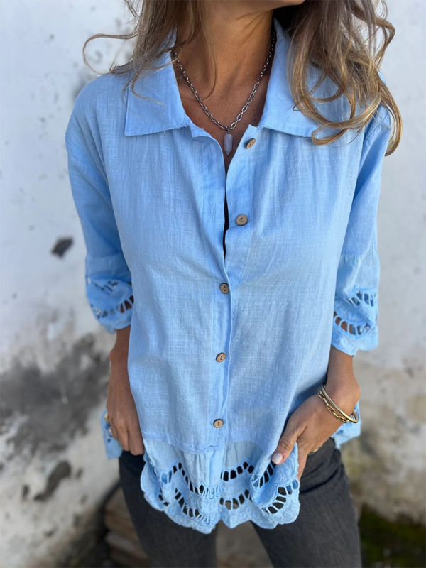 Boho Lace Flared Sleeves Blouse Flowy Shirt Shirts | Chuzko.com