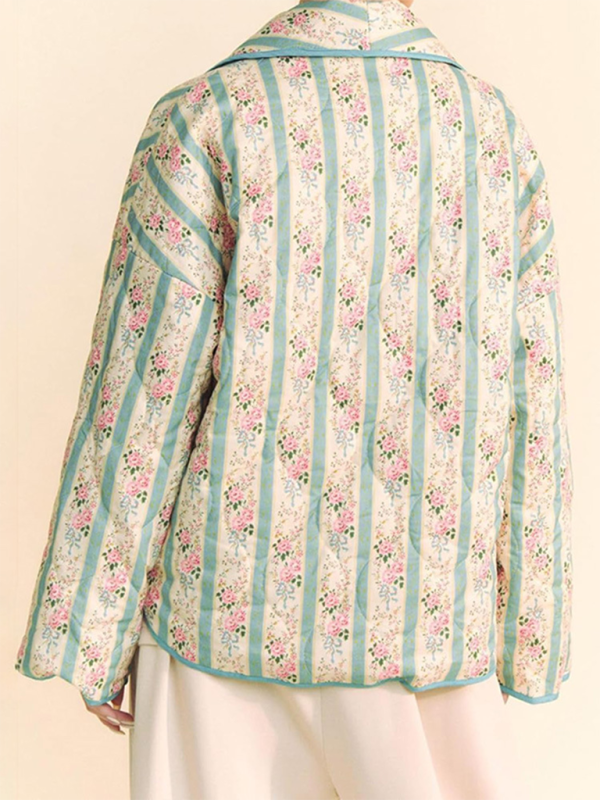 Artistic Floral Quilted Shawl Jacket Boho Throw-On Quilted | Chuzko.com