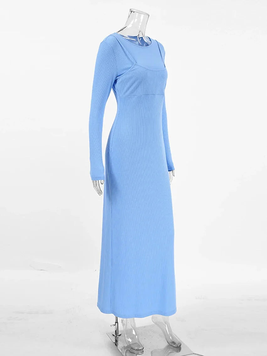 Long Sleeve Ribbed Maxi Dress Maxi Dresses | Chuzko.com