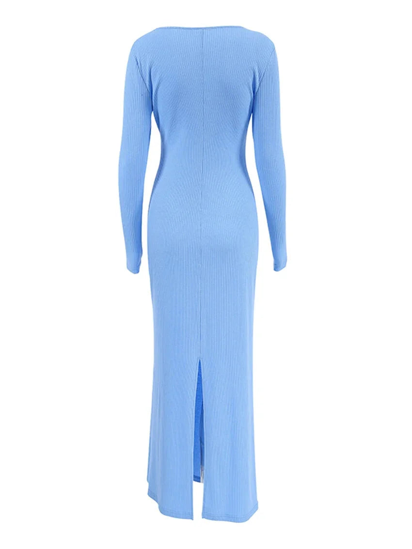 Long Sleeve Ribbed Maxi Dress Maxi Dresses | Chuzko.com