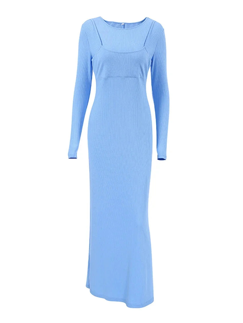 Long Sleeve Ribbed Maxi Dress Maxi Dresses | Chuzko.com