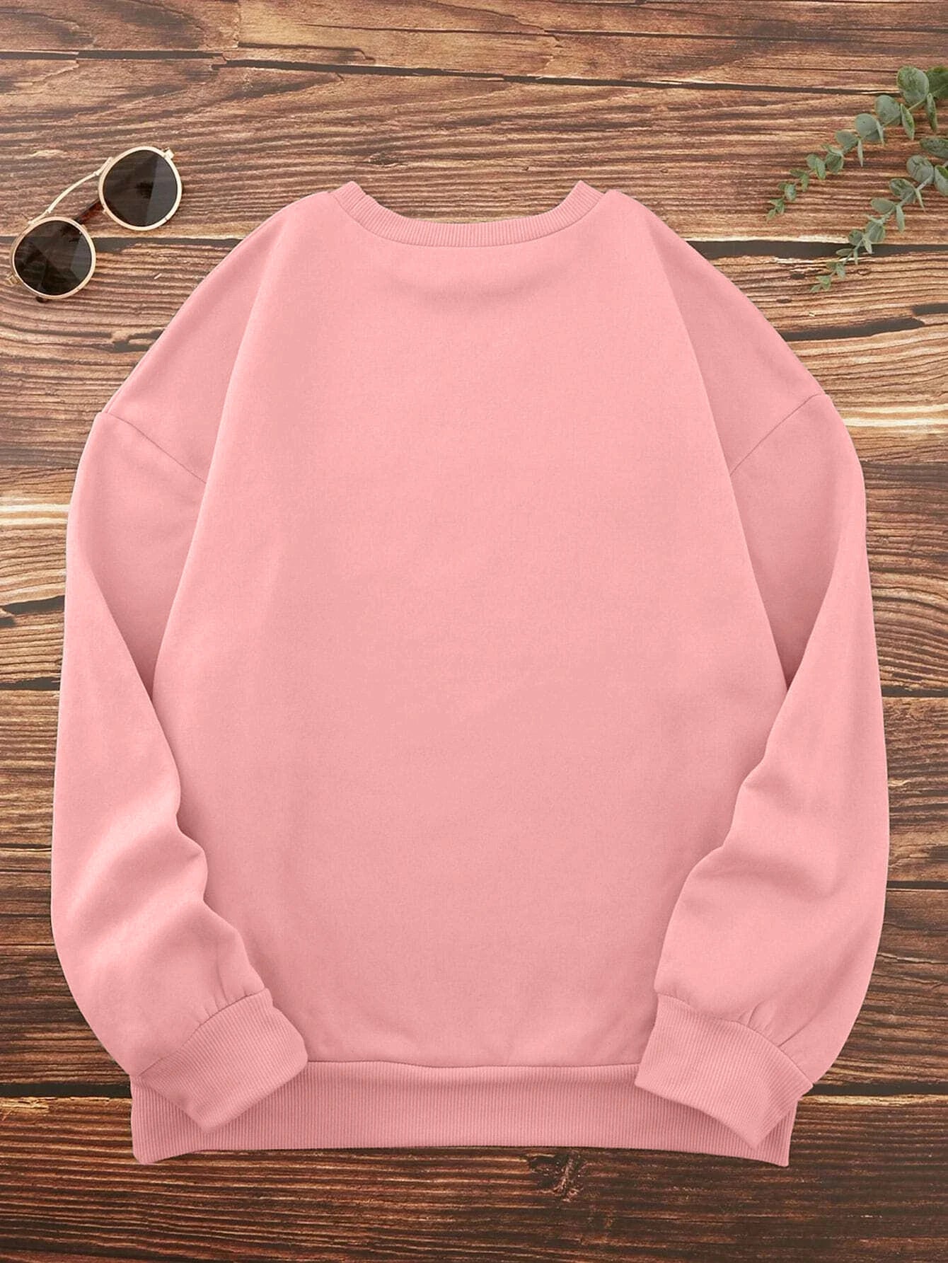 Sporty Football Print Motifs Girly Crewneck Sweatshirt | Chuzko.com