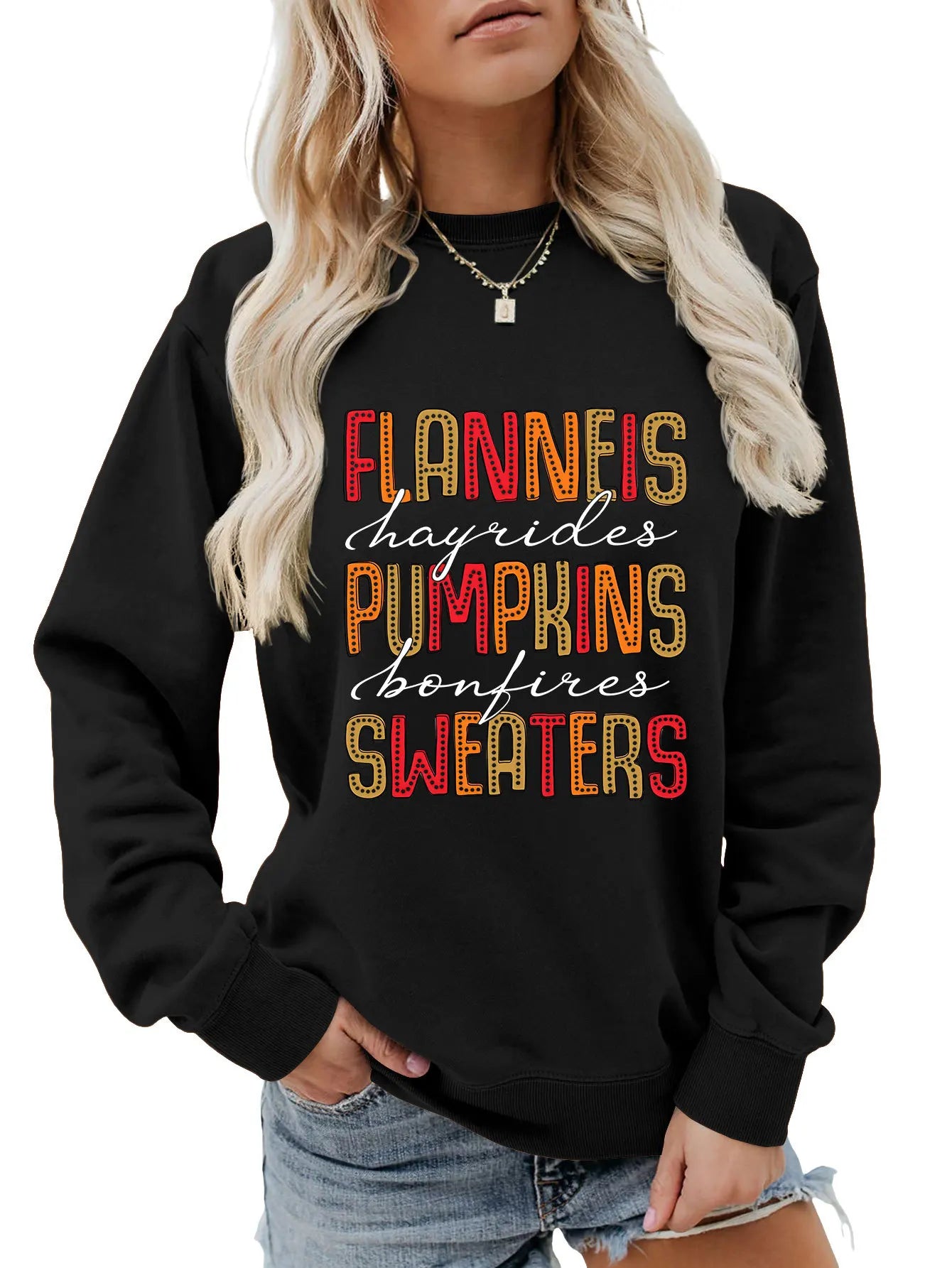 Autumn Graphic Crewneck Sweatshirt Sweatshirts | Chuzko.com