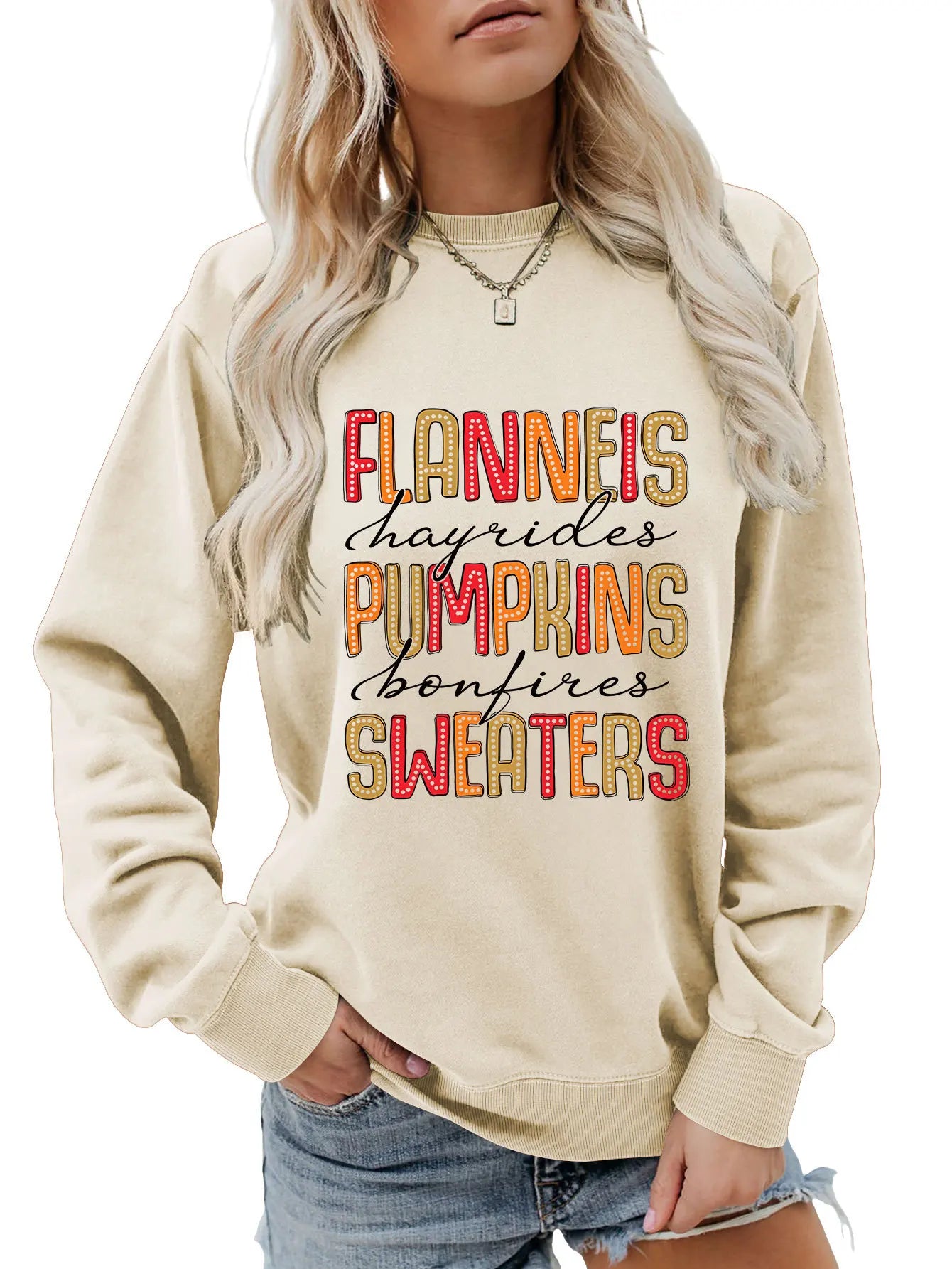 Autumn Graphic Crewneck Sweatshirt Sweatshirts | Chuzko.com