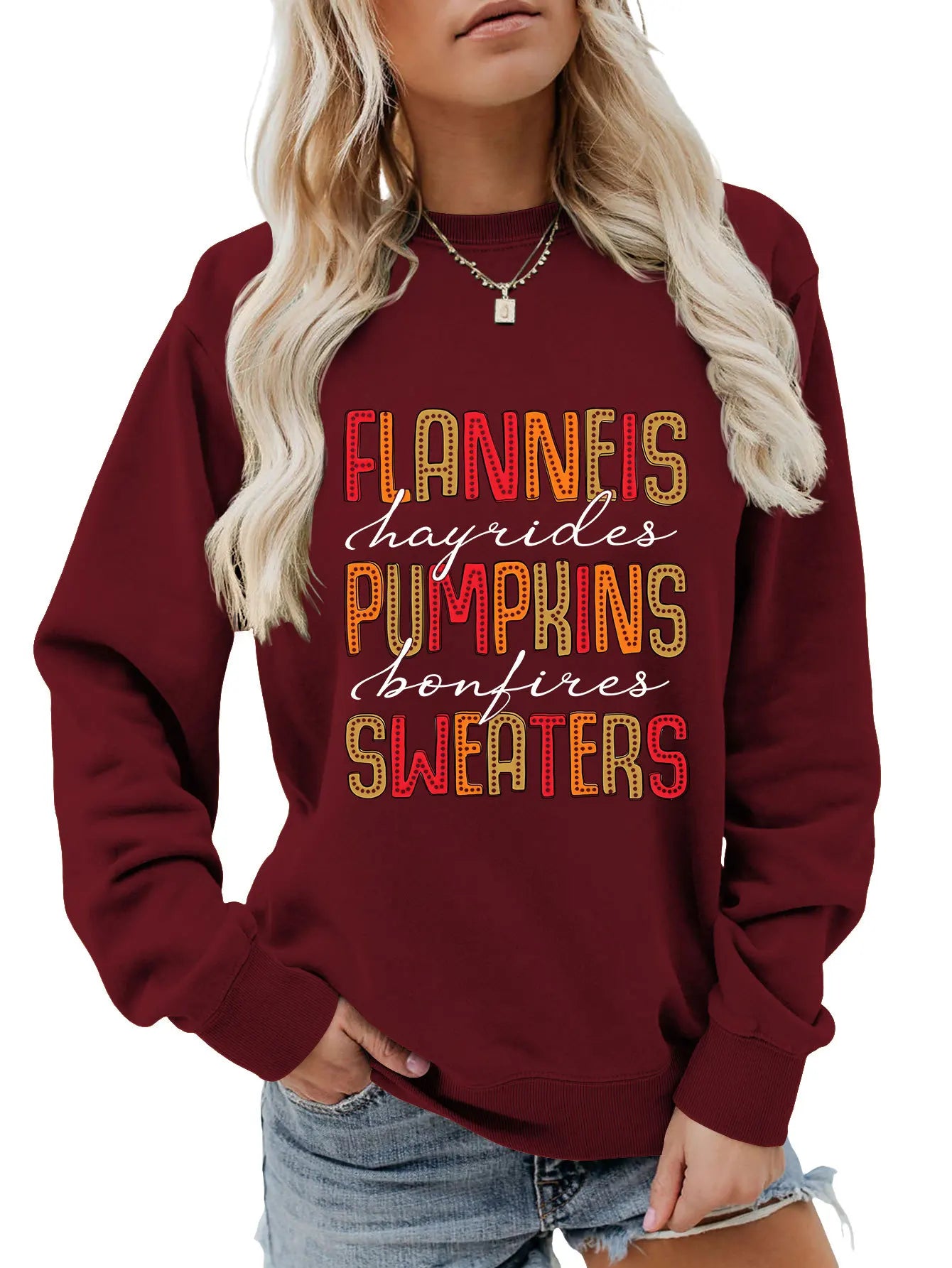 Autumn Graphic Crewneck Sweatshirt Sweatshirts | Chuzko.com