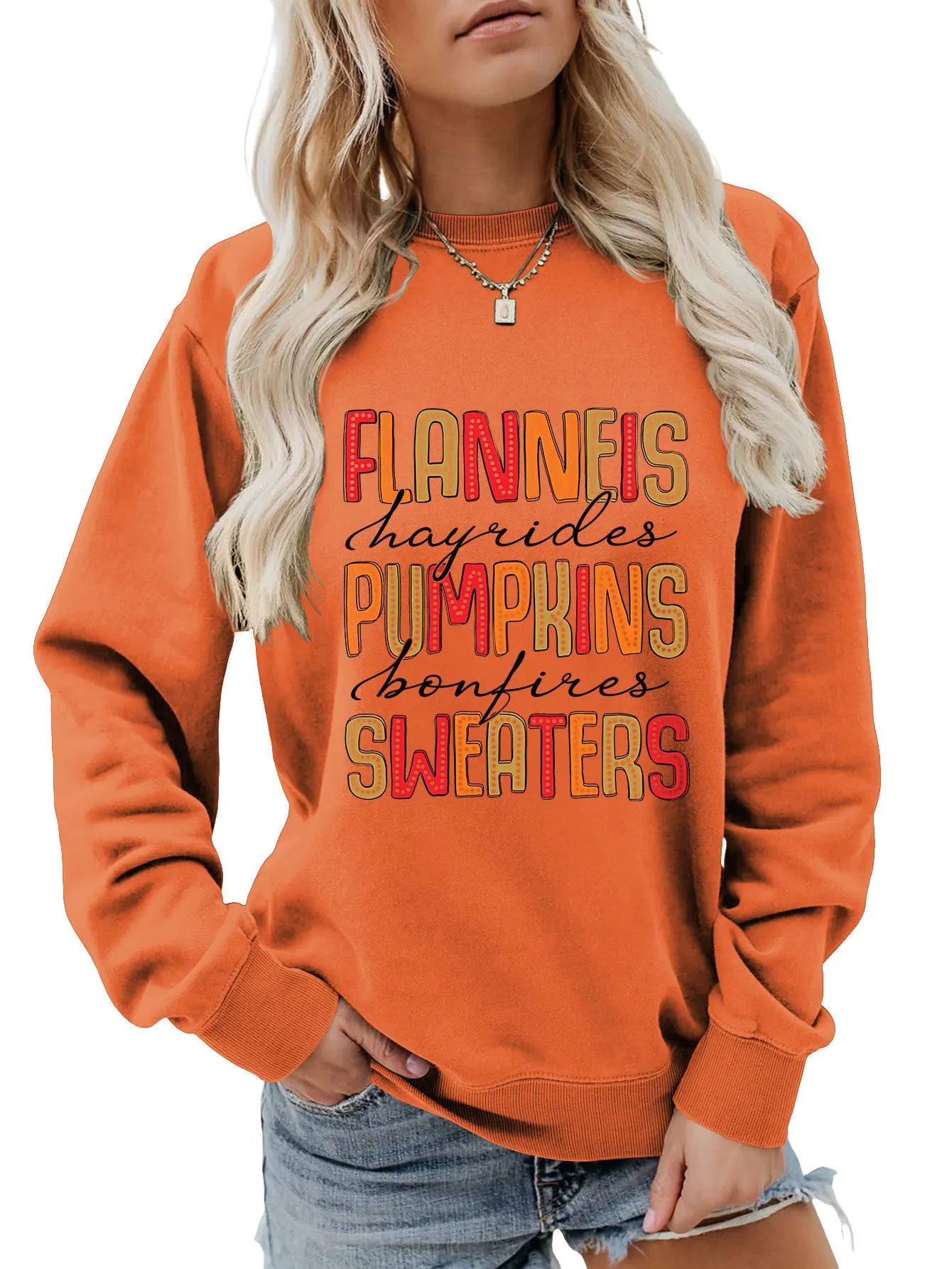 Autumn Graphic Crewneck Sweatshirt Sweatshirts | Chuzko.com