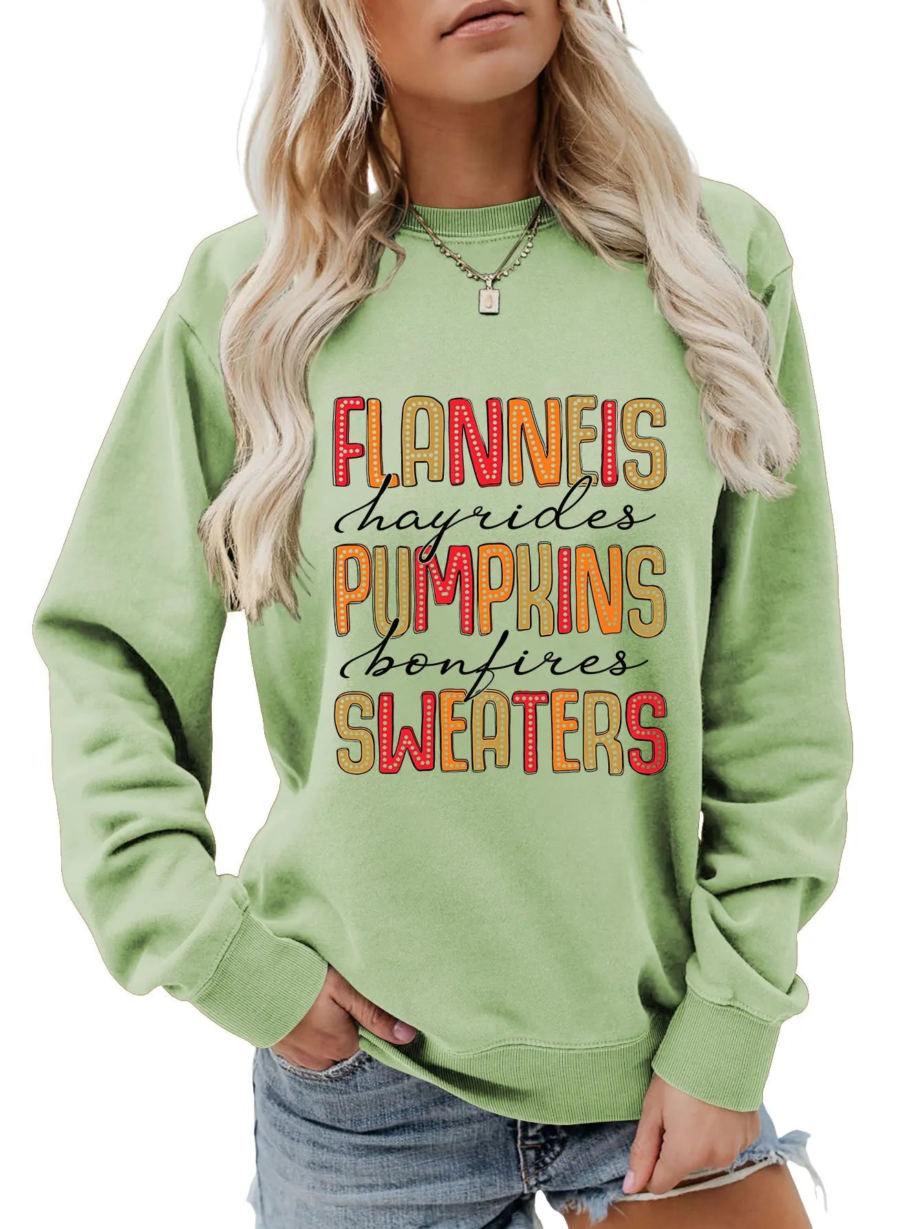 Autumn Graphic Crewneck Sweatshirt Sweatshirts | Chuzko.com