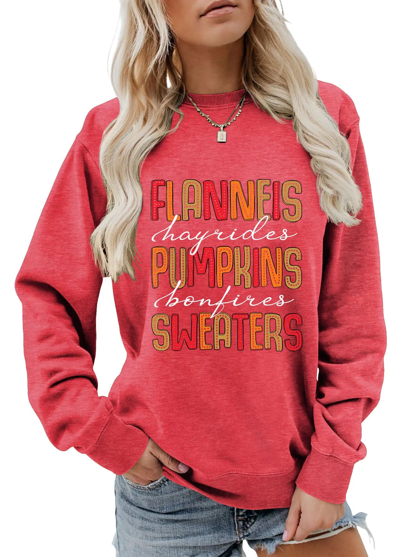 Autumn Graphic Crewneck Sweatshirt Sweatshirts | Chuzko.com