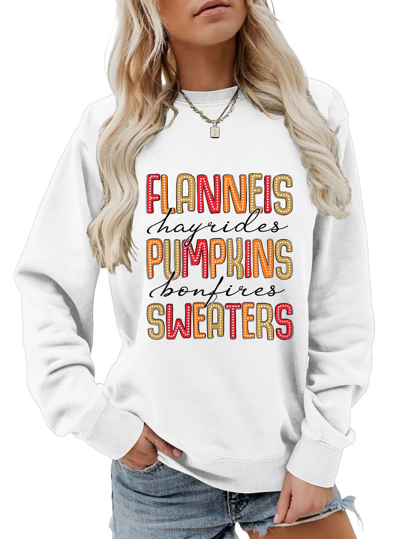 Autumn Graphic Crewneck Sweatshirt Sweatshirts | Chuzko.com