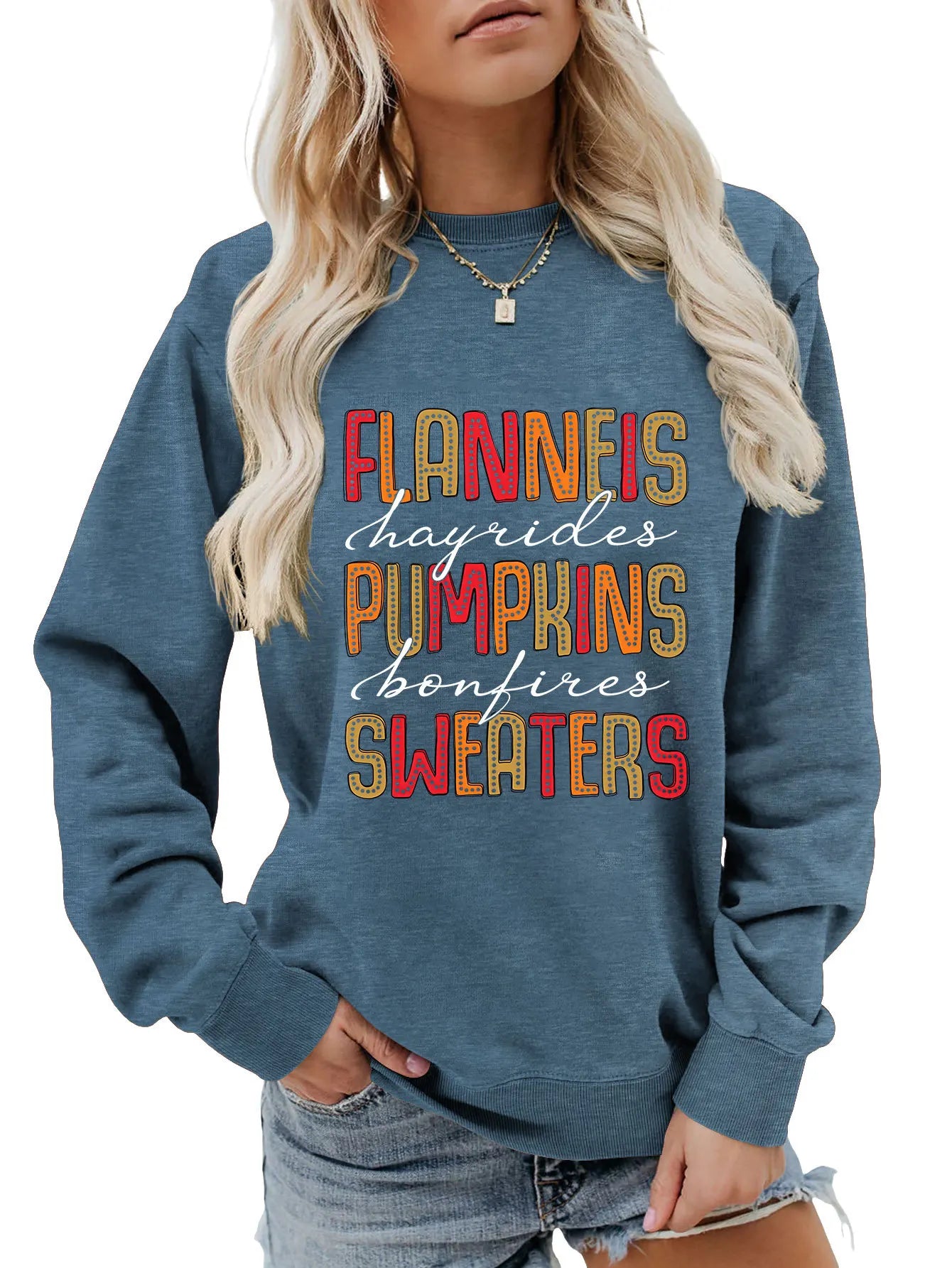 Autumn Graphic Crewneck Sweatshirt Sweatshirts | Chuzko.com