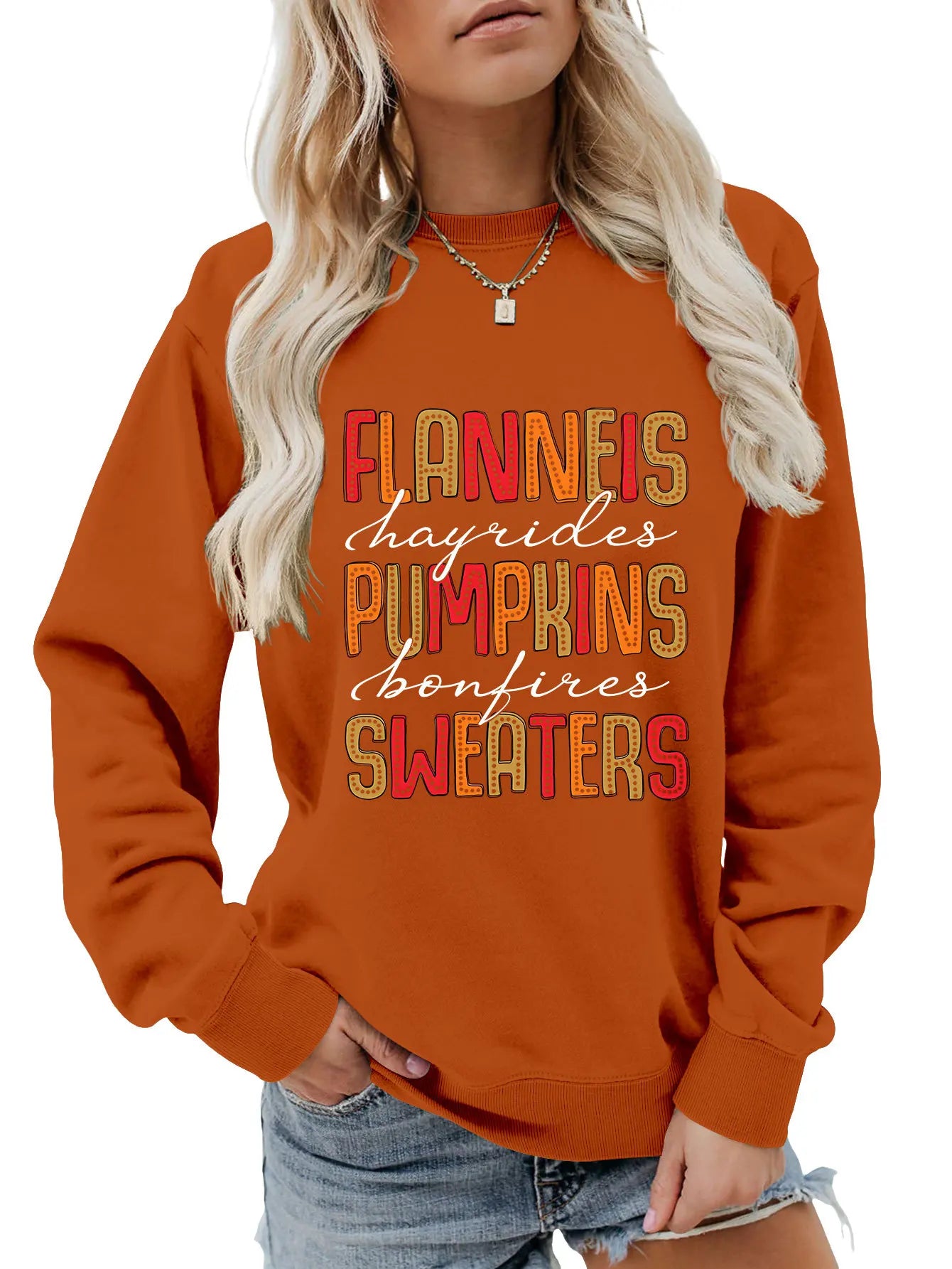 Autumn Graphic Crewneck Sweatshirt Sweatshirts | Chuzko.com