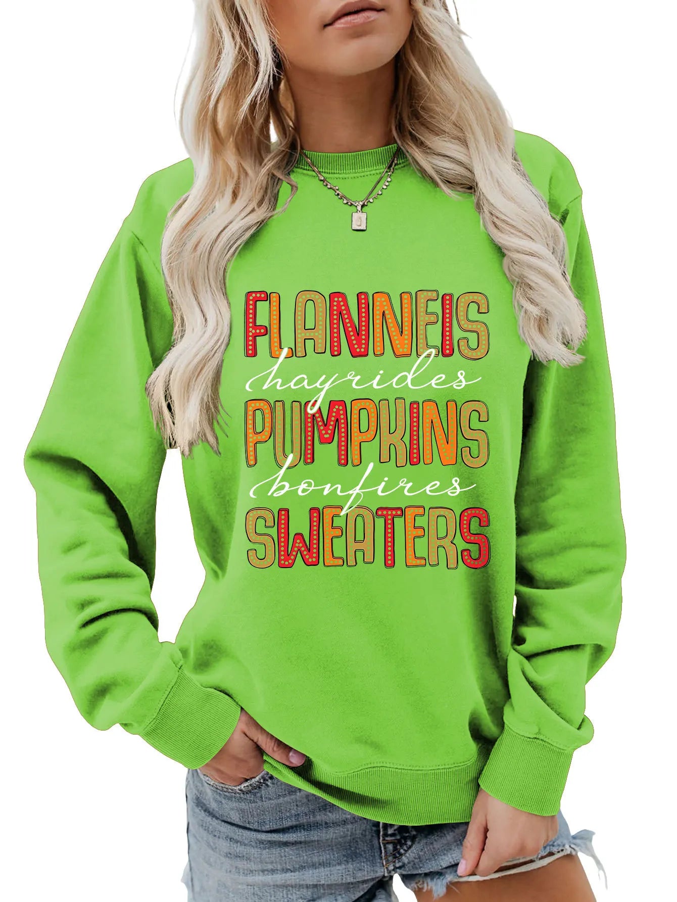 Autumn Graphic Crewneck Sweatshirt Sweatshirts | Chuzko.com