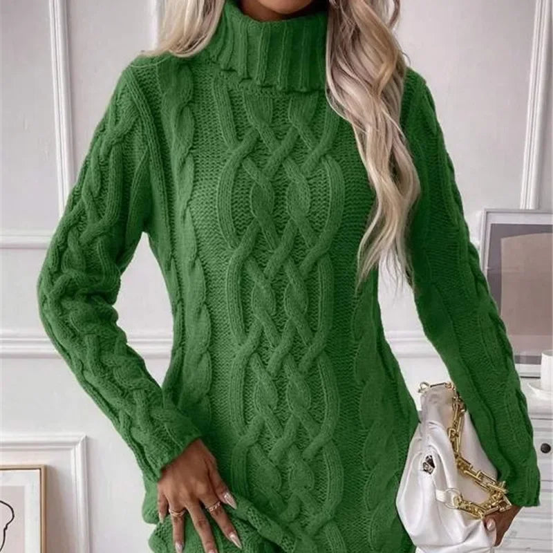 Cable Knit Turtleneck Mini Dress Knit Mini Dresses | Chuzko.com