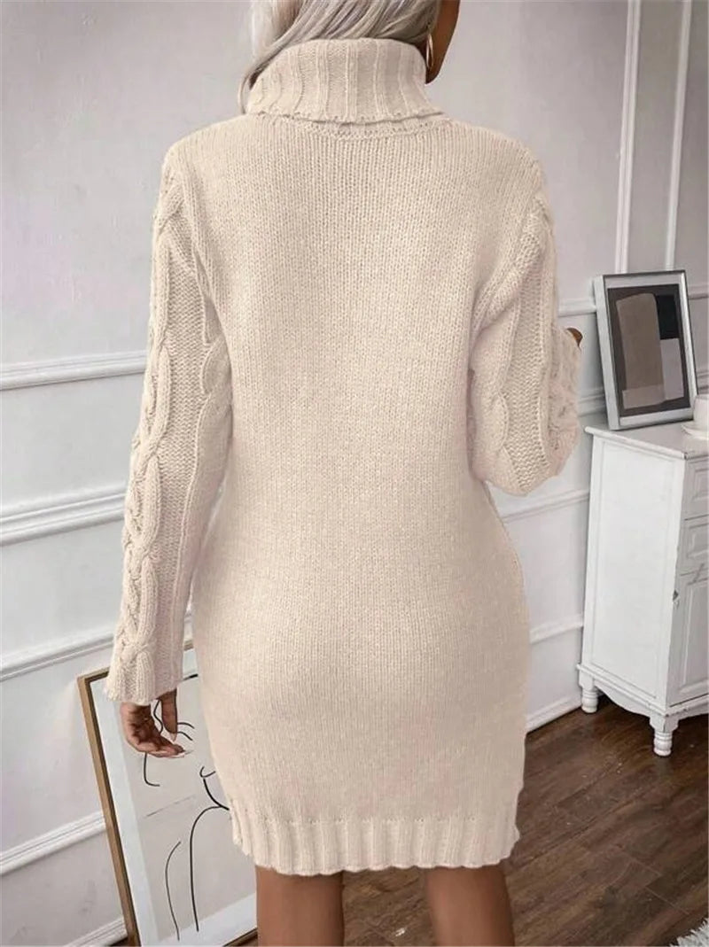 Cable Knit Turtleneck Mini Dress Knit Mini Dresses | Chuzko.com