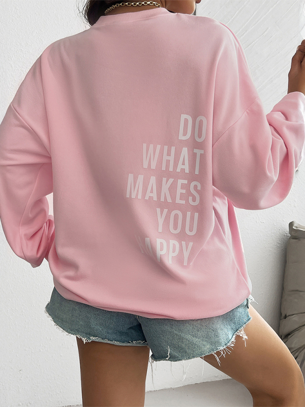 Inspirational “Do What Makes You Happy” Quote Pink Pullover | Chuzko.com