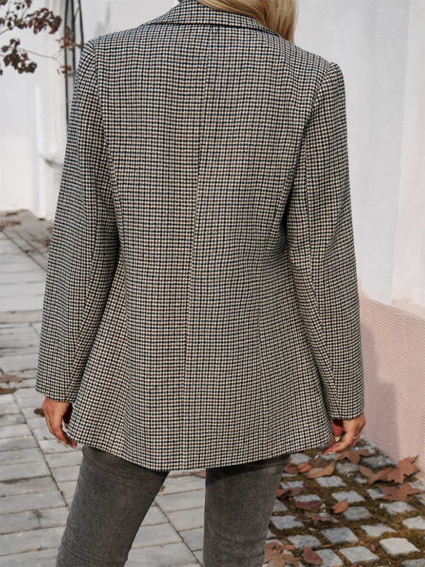 Classic Houndstooth Tailored Double Breasted Blazer Jacket for | Chuzko.com