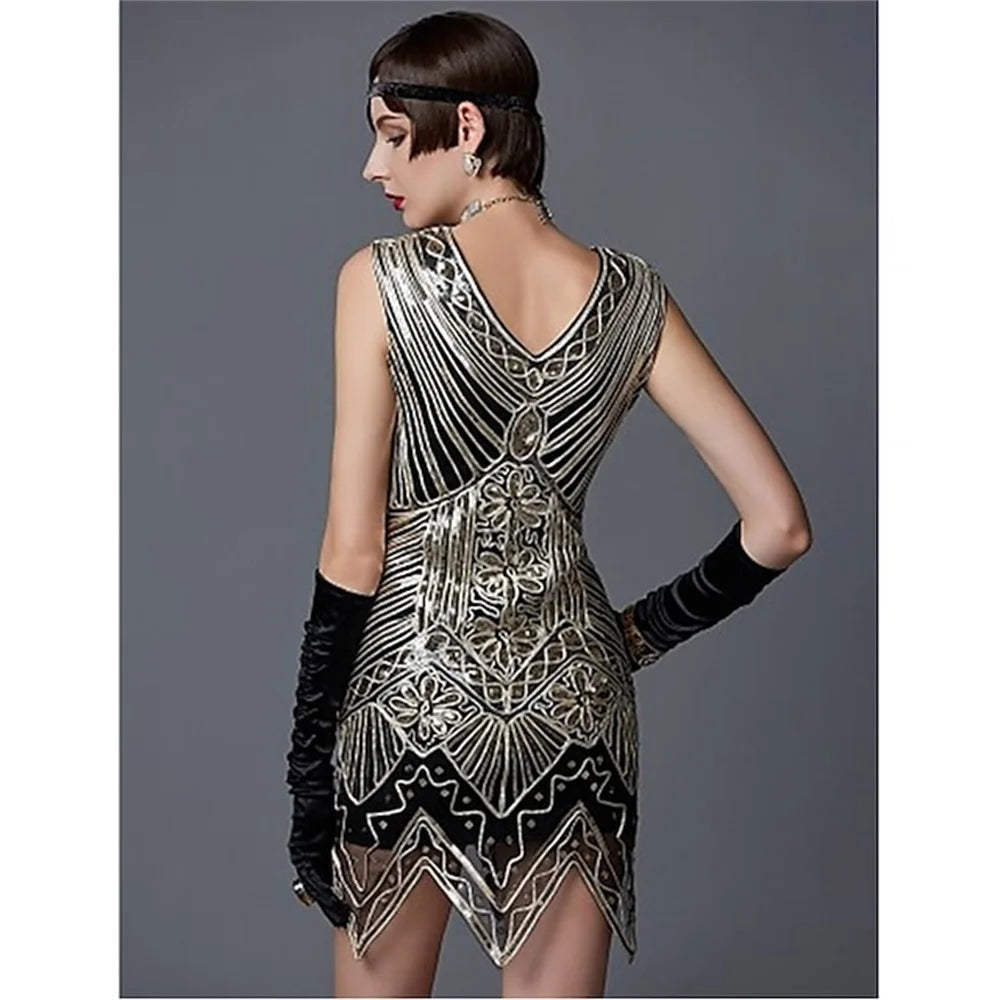 Retro 20s 1920s Flapper Dress Set! Sequined Tassel Fringe Dress | Chuzko.com