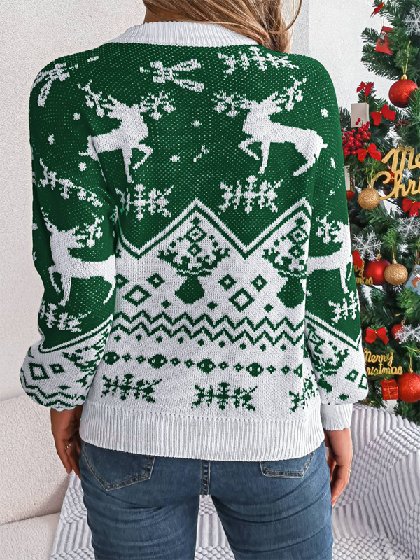 Christmas Theme Reindeers Knit Sweater Christmas Sweaters | Chuzko.com