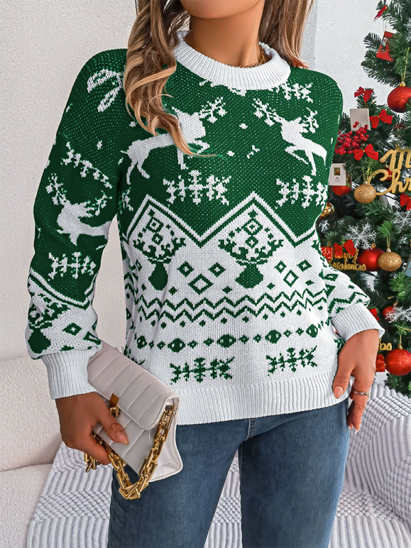 Christmas Theme Reindeers Knit Sweater Christmas Sweaters | Chuzko.com