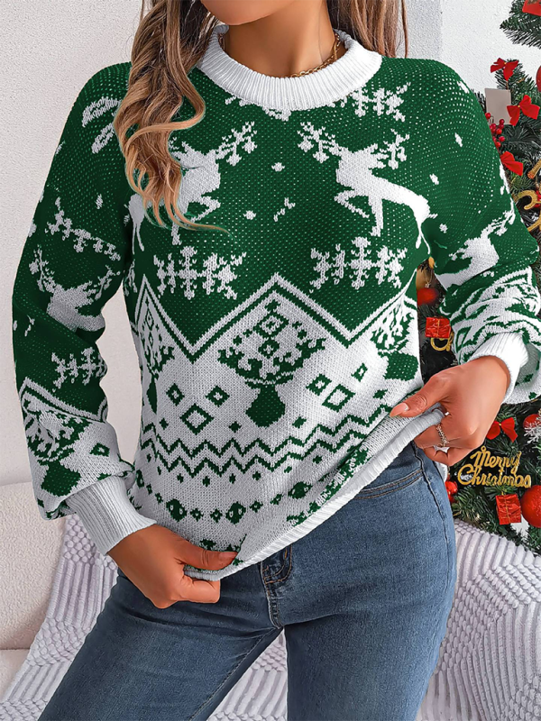 Christmas Theme Reindeers Knit Sweater Christmas Sweaters | Chuzko.com